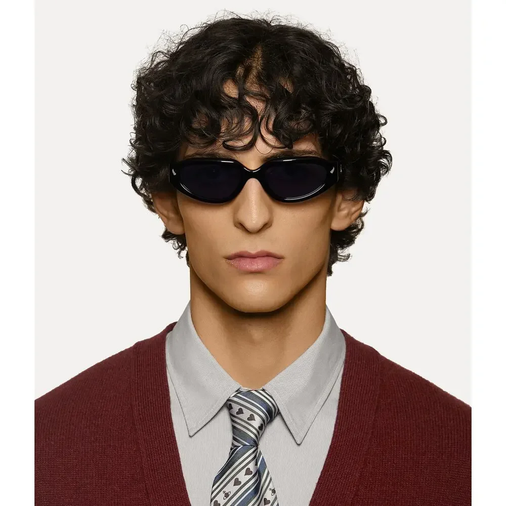 NEW Vivienne Westwood Grace Sunglasses Oval Black Frames‎ Studio 54 Horn Detail